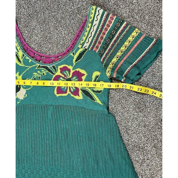 Ivko Women’s Mini dress sundress  size 42 cotton floral Short Sleeves Crochet - Picture 5 of 8